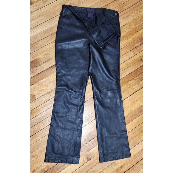 Ralph Lauren Genuine Leather Boot Cut Pants Vtg 90s Y2K RRL Fall Fashion Moto - Picture 3 of 16